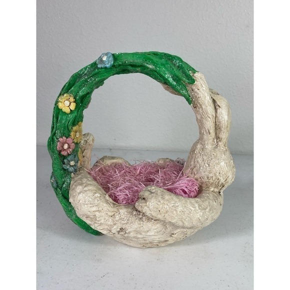 Easter Egg Basket Decor Bunny Rabbit 9" Tall Spring Holiday Centerpiece…‎ - Picture 3 of 11